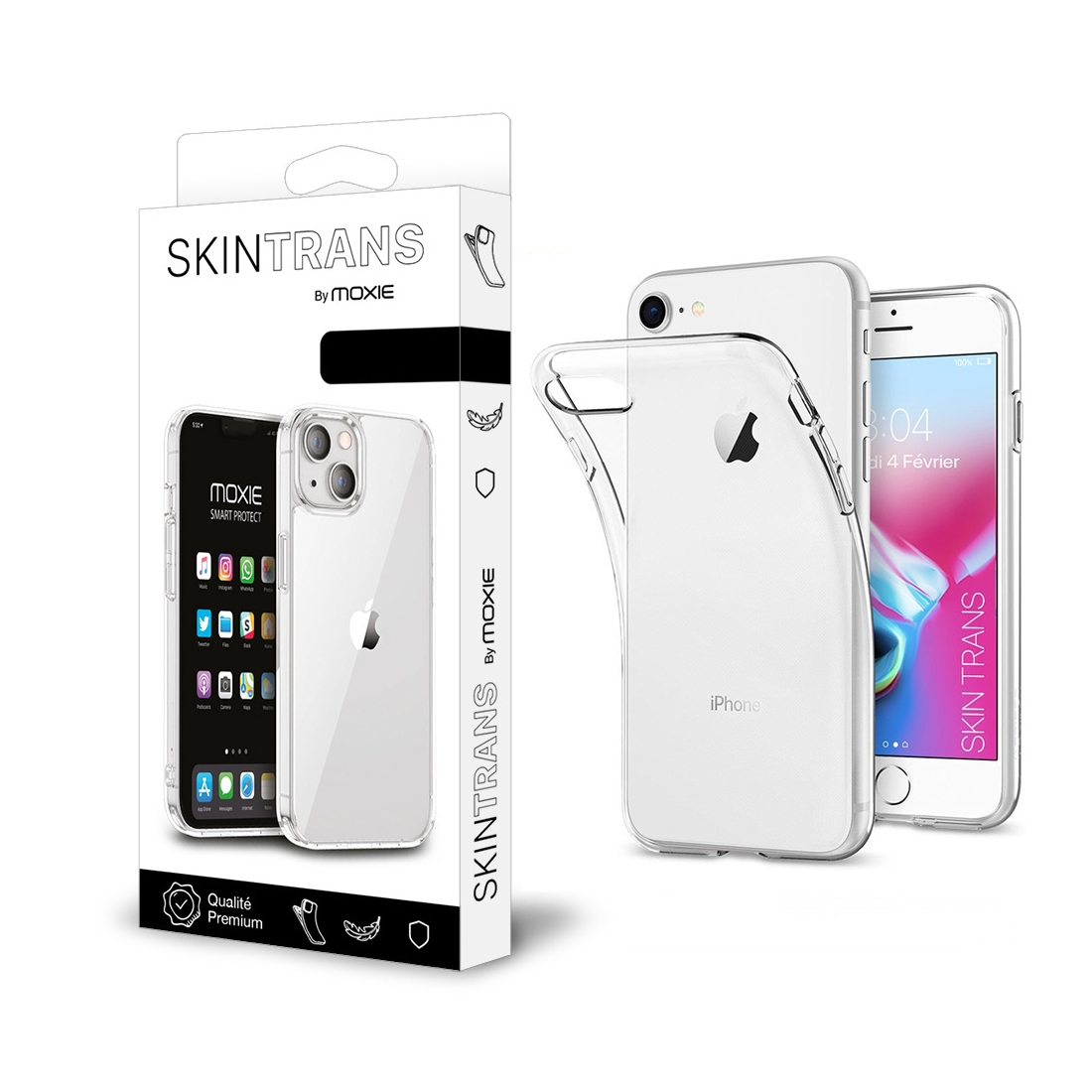 Moxie Coque iPhone 7 / iPhone 8 / iPhone SE 2020 [Skintrans] Coque en TPU Souple Transparente Ultra Fine en Silicone, Anti-trace