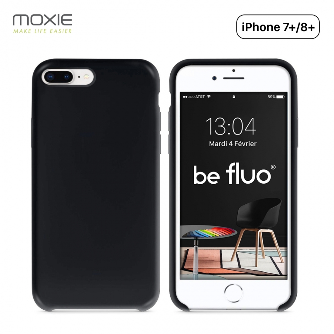 Moxie Coque iPhone 7 Plus/8 Plus [BeFluo] Coque Silicone Fine et Légère pour iPhone 8 Plus et iPhone 7 Plus, Intérieur Microfibr