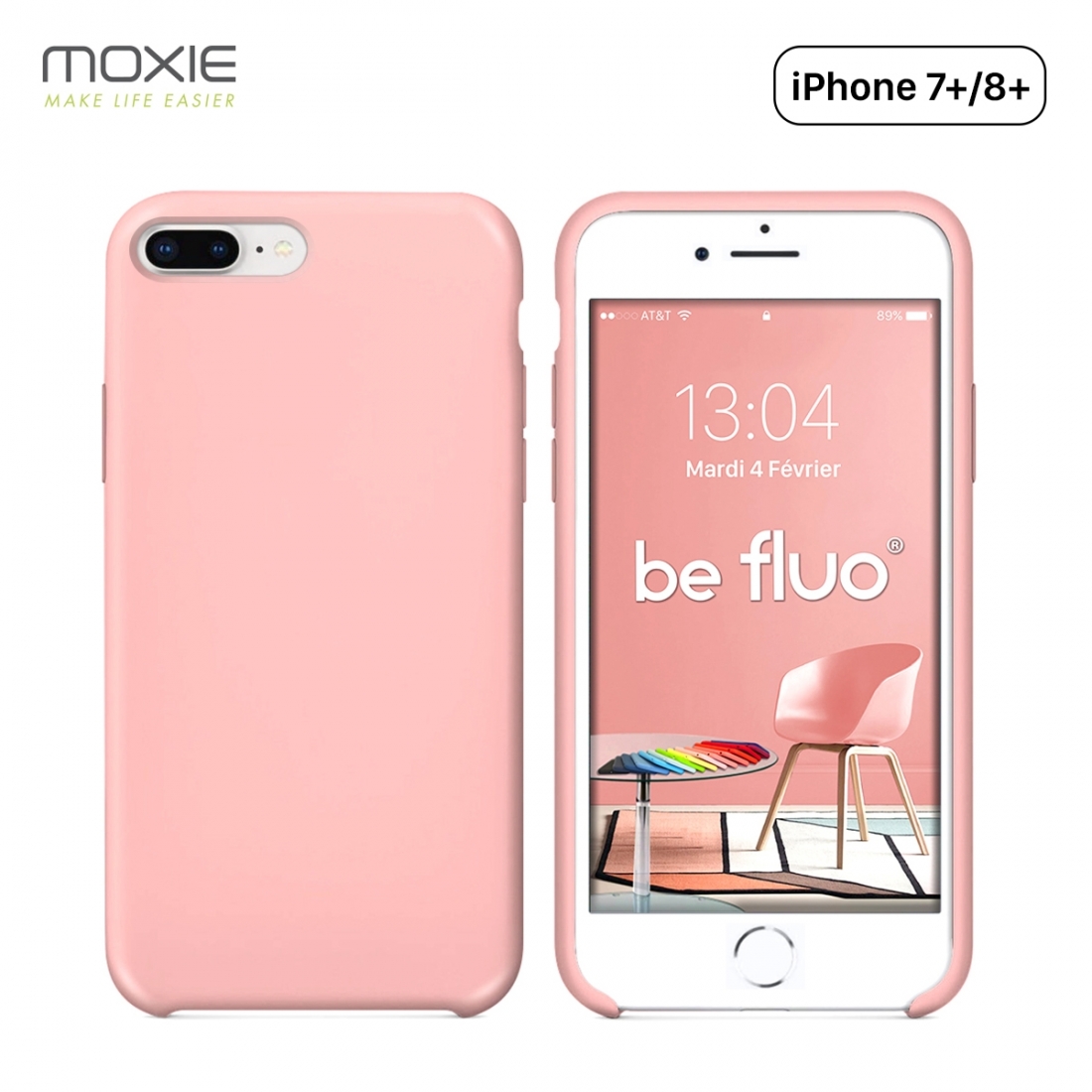 Moxie Coque iPhone 7 Plus/8 Plus [BeFluo] Coque Silicone Fine et Légère pour iPhone 8 Plus et iPhone 7 Plus, Intérieur Microfibr