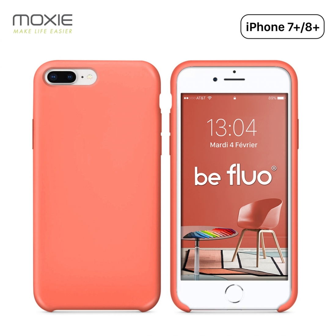 Moxie Coque iPhone 7 Plus/8 Plus [BeFluo] Coque Silicone Fine et Légère pour iPhone 8 Plus et iPhone 7 Plus, Intérieur Microfibr