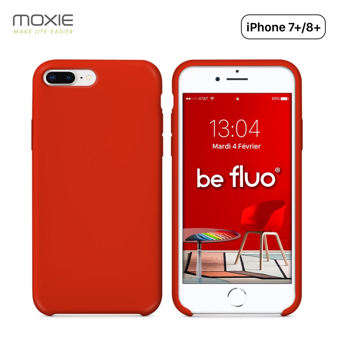 Moxie Coque iPhone 7 Plus/8 Plus [BeFluo] Coque Silicone Fine et Légère pour iPhone 8 Plus et iPhone 7 Plus, Intérieur Microfibr