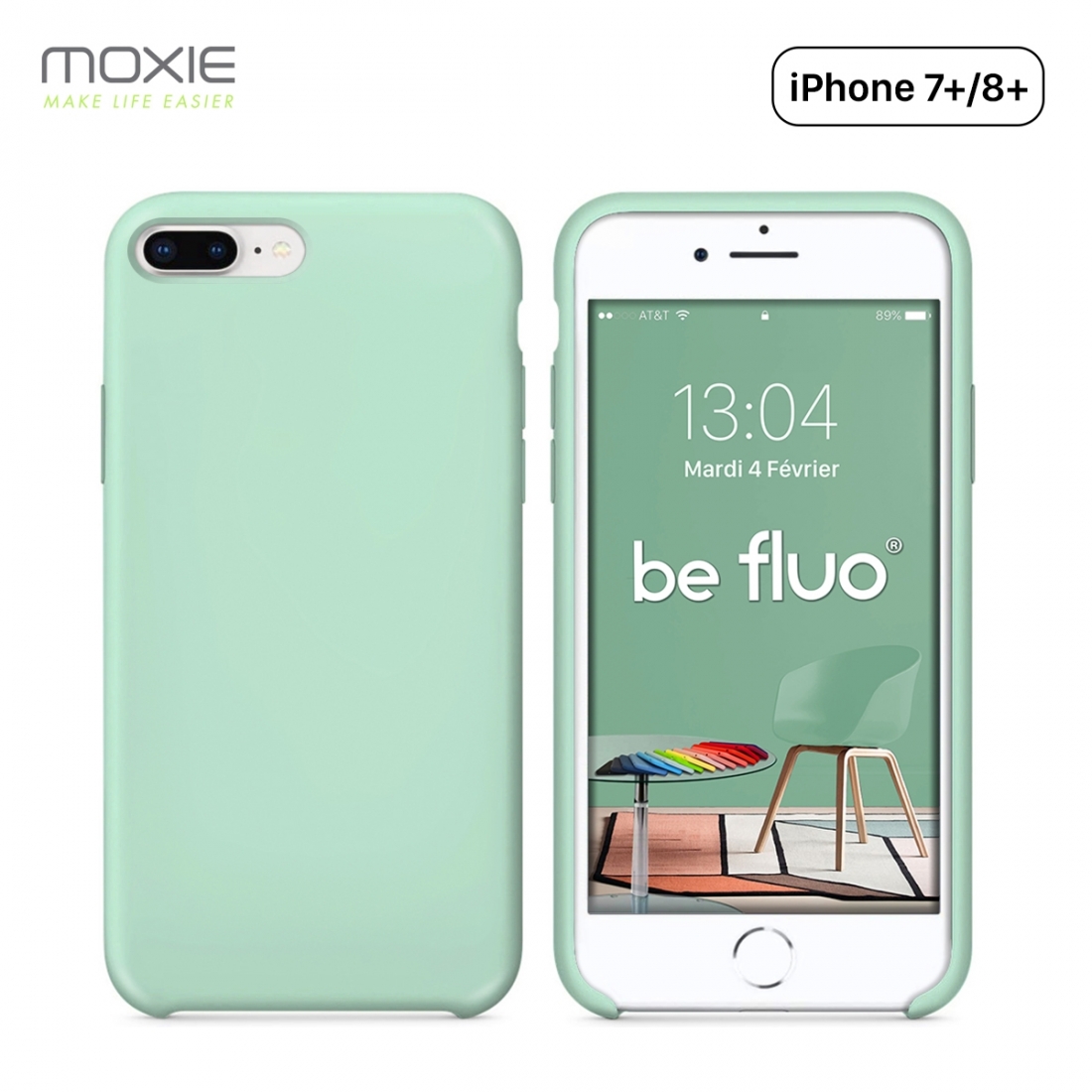 Moxie Coque iPhone 7 Plus/8 Plus [BeFluo] Coque Silicone Fine et Légère pour iPhone 8 Plus et iPhone 7 Plus, Intérieur Microfibr