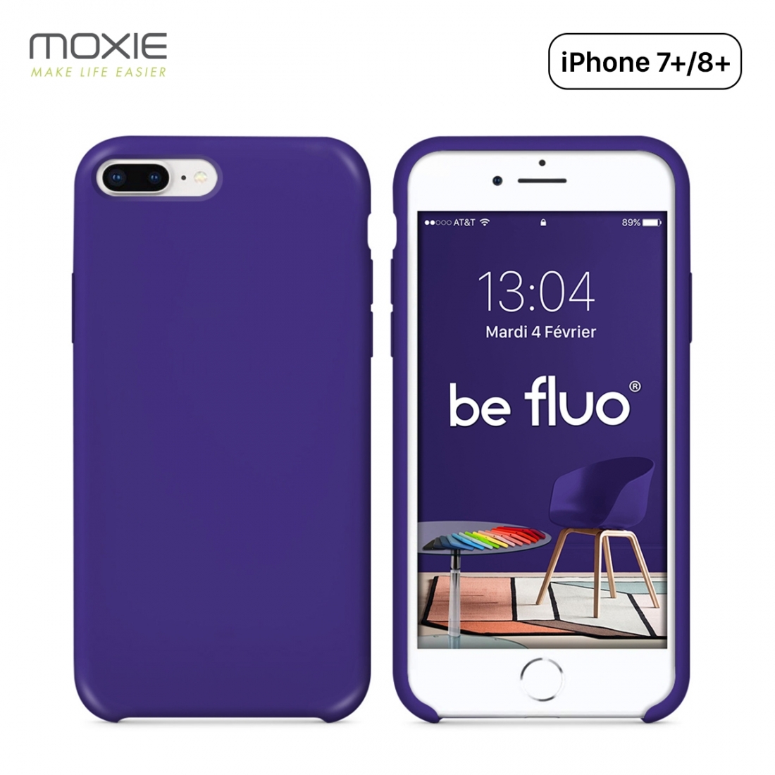 Moxie Coque iPhone 7 Plus/8 Plus [BeFluo] Coque Silicone Fine et Légère pour iPhone 8 Plus et iPhone 7 Plus, Intérieur Microfibr