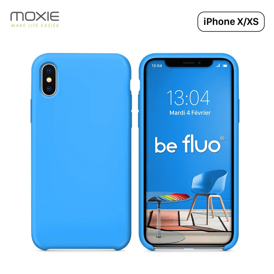 Moxie Coque iPhone XS / iPhone X [BeFluo] Coque Silicone Fine et Légère pour iPhone XS 5.8" et iPhone X, Intérieur Microfibre, C