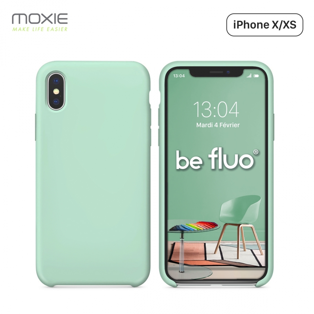 Moxie Coque iPhone XS / iPhone X [BeFluo] Coque Silicone Fine et Légère pour iPhone XS 5.8" et iPhone X, Intérieur Microfibre, C