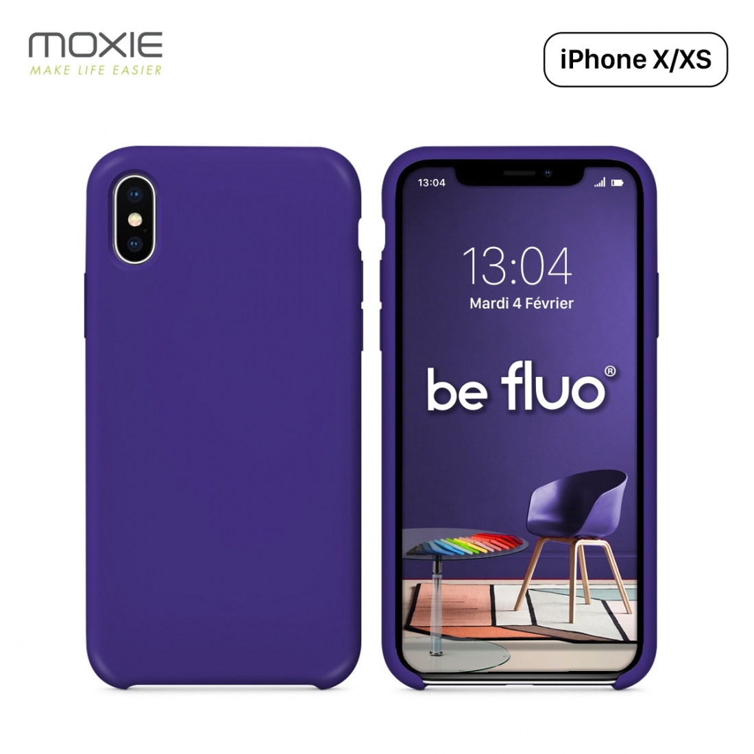 Moxie Coque iPhone XS / iPhone X [BeFluo] Coque Silicone Fine et Légère pour iPhone XS 5.8" et iPhone X, Intérieur Microfibre, C