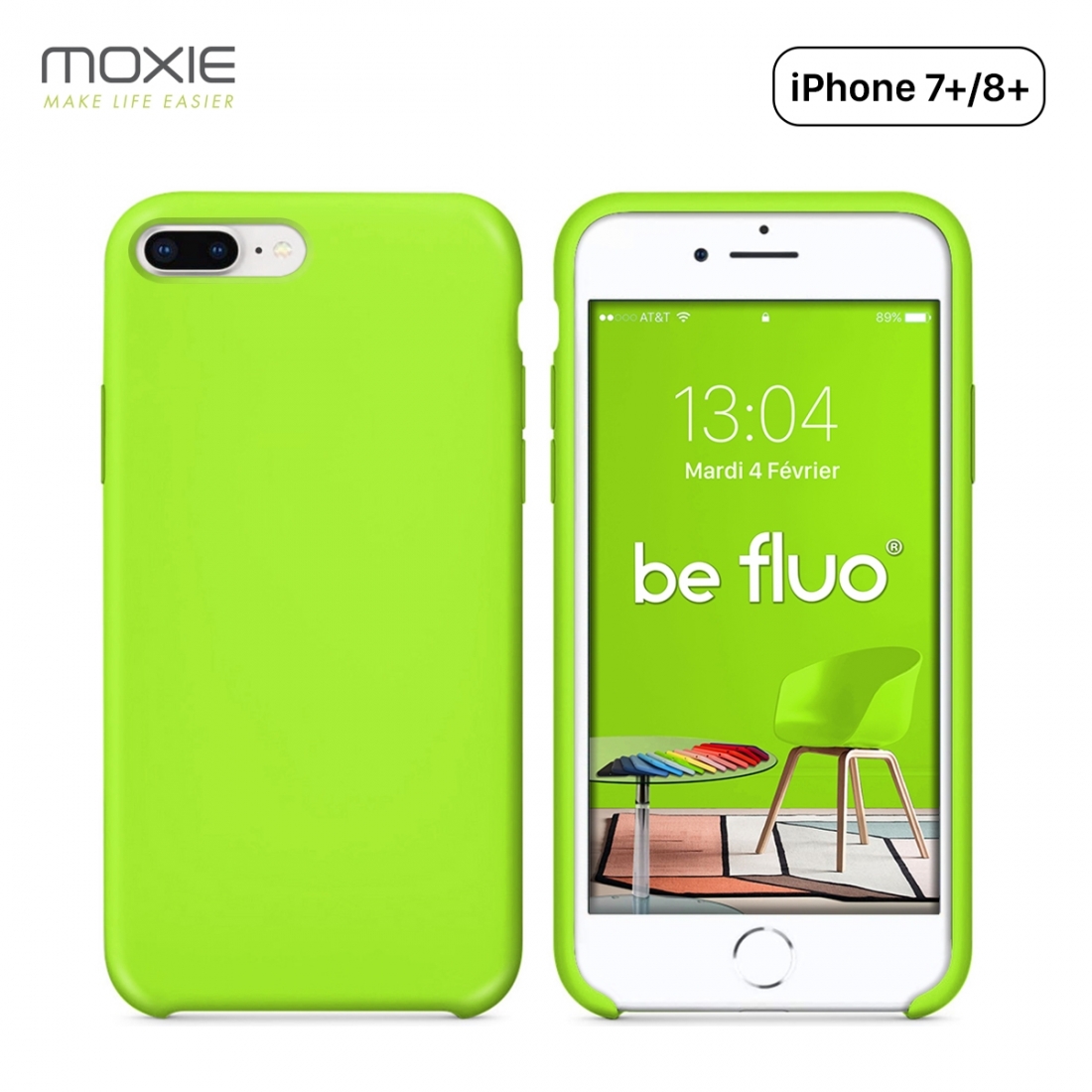 Moxie Coque iPhone 7 Plus/8 Plus [BeFluo] Coque Silicone Fine et Légère pour iPhone 8 Plus et iPhone 7 Plus, Intérieur Microfibr