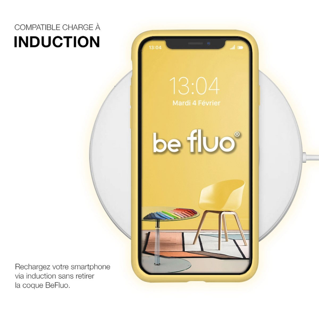 Coque Silicone Moxie BeFluo Fine et Légère pour iPhone 14 Pro Max, Intérieur Microfibre - jaune