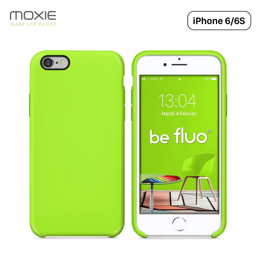 Moxie Coque iPhone 6/6S [BeFluo] Coque Silicone Fine et Légère pour iPhone 6S et iPhone 6, Intérieur Microfibre, Coque Anti-choc