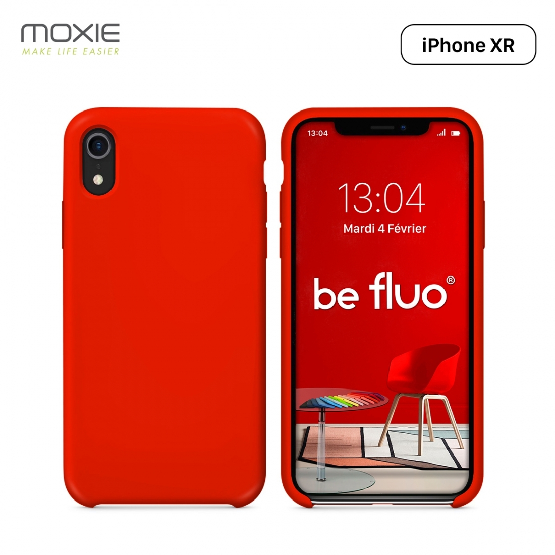 Moxie Coque iPhone XR [BeFluo] Coque Silicone Fine et Légère pour iPhone XR 6.1", Intérieur Microfibre, Coque Anti-chocs et Anti
