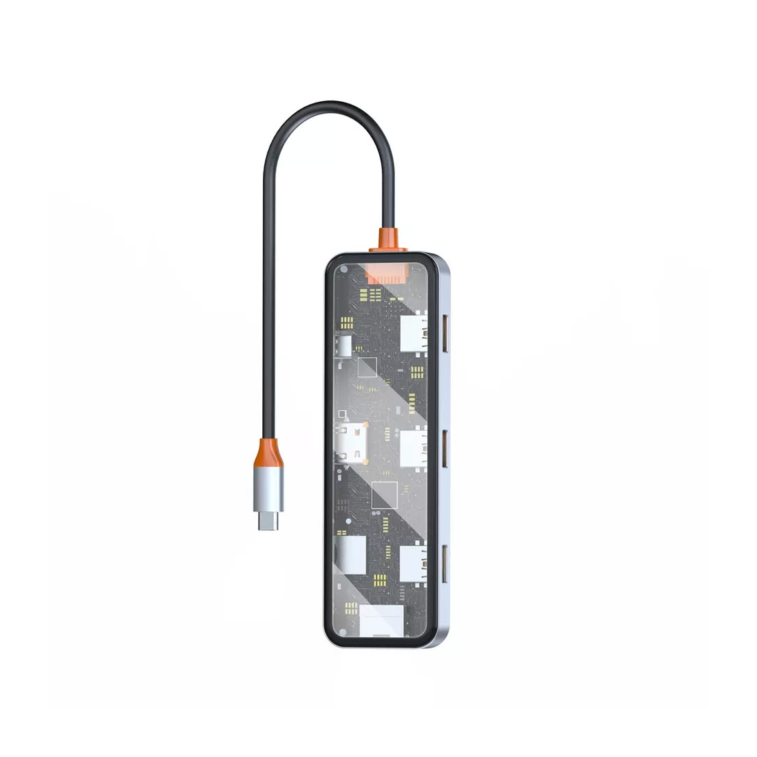 Hub USB-C transparent vers HDMI 4K/3 USB-A -/1 USB-C + 2 SD-TS+RJ45