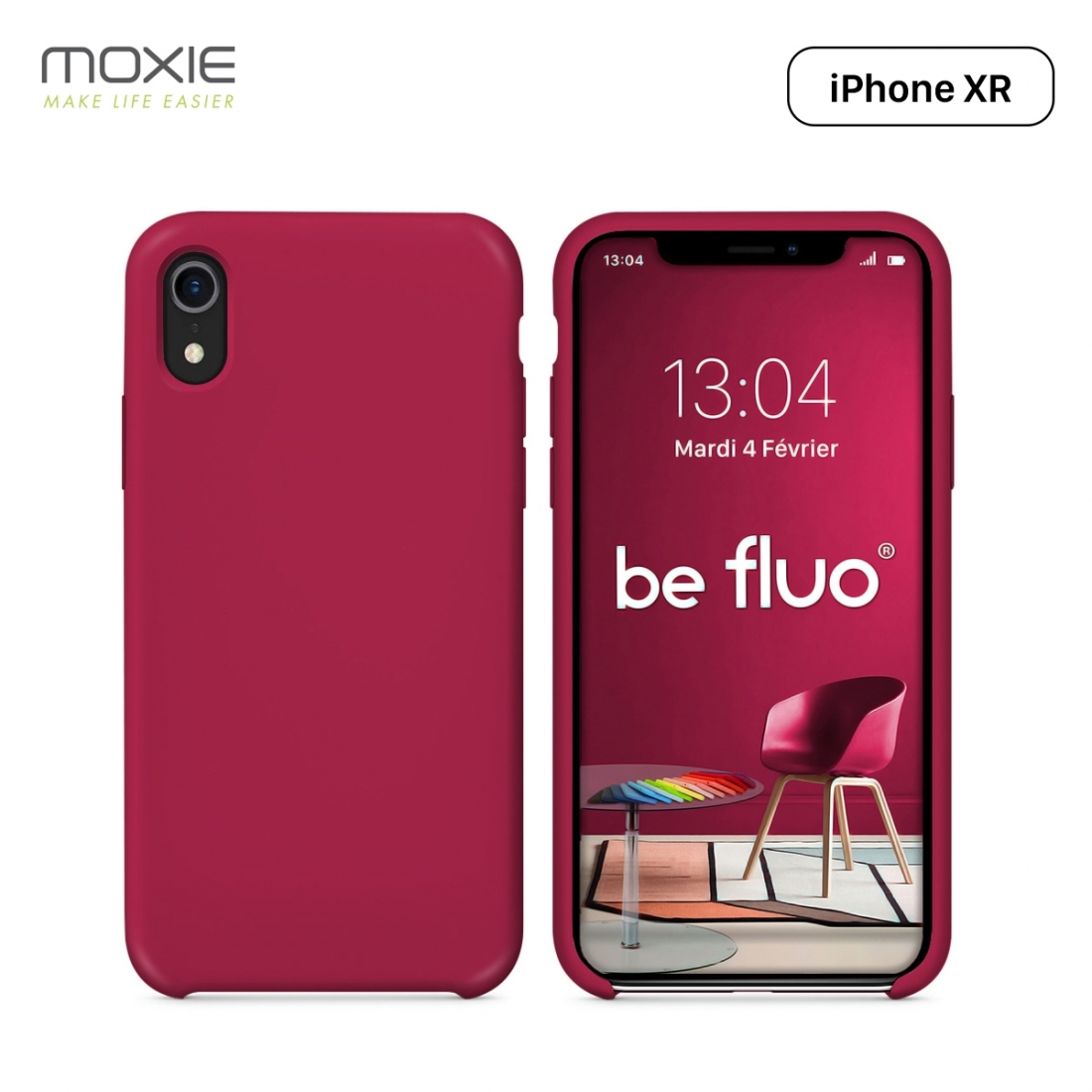 Moxie Coque iPhone XR [BeFluo] Coque Silicone Fine et Légère pour iPhone XR 6.1, Intérieur Microfibre, Coque Anti-chocs et Anti-
