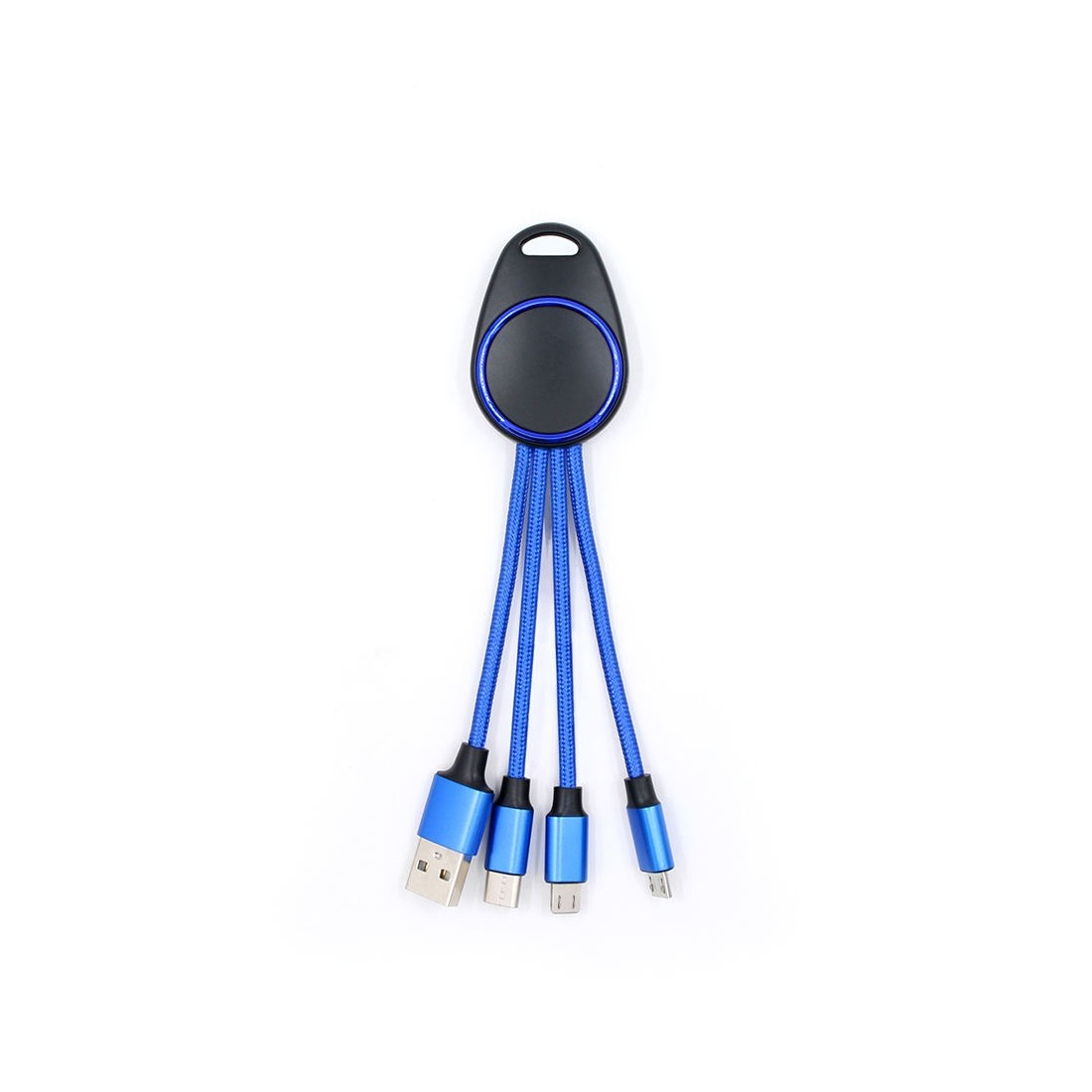 Porte clef lumineux avec câble data 3en1