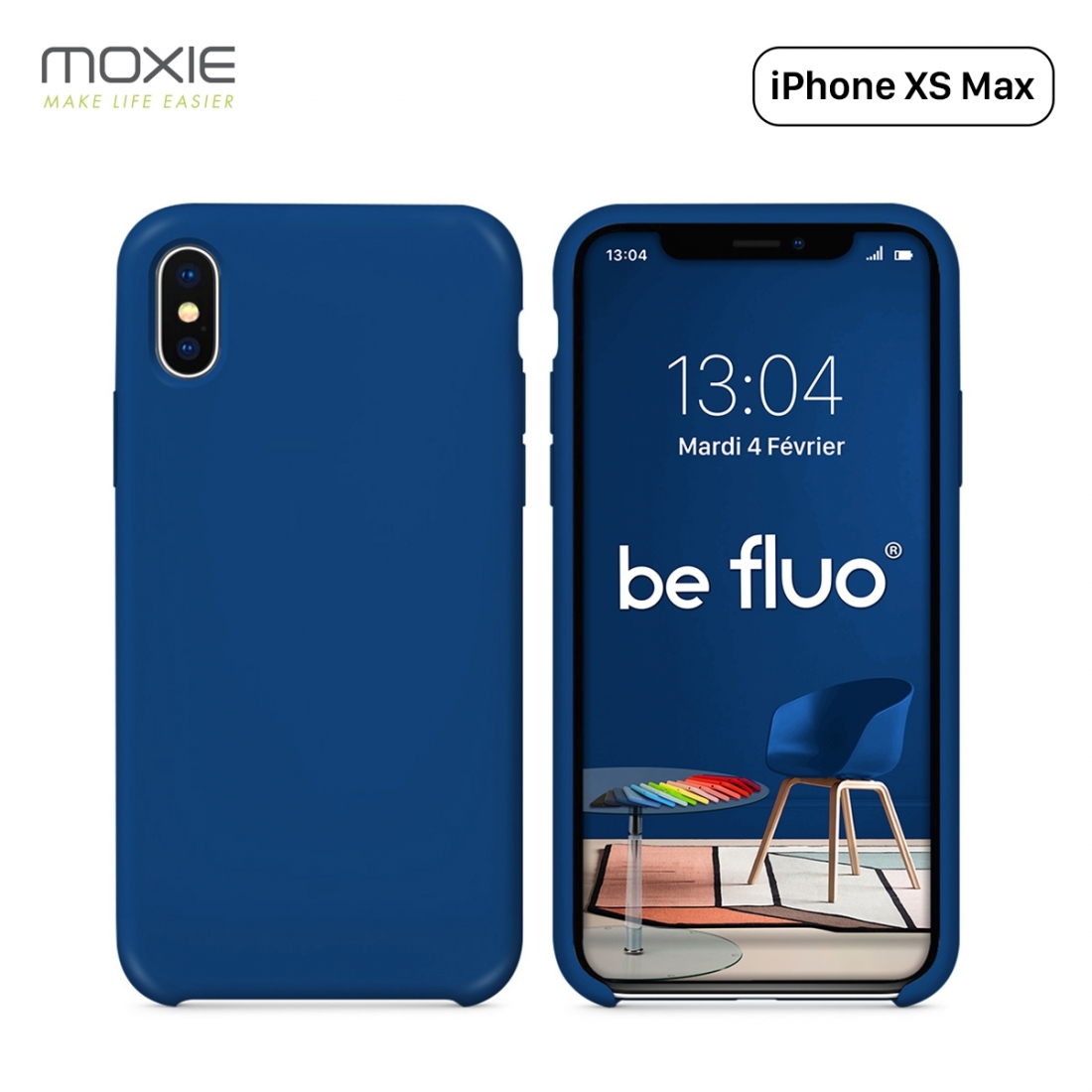 Moxie Coque iPhone XS Max [BeFluo] Coque Silicone Fine et Légère pour iPhone XS Max 6.5", Intérieur Microfibre, Coque Anti-chocs
