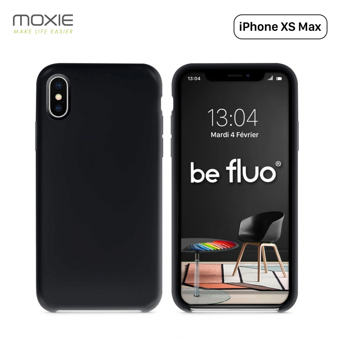 Moxie Coque iPhone XS Max [BeFluo] Coque Silicone Fine et Légère pour iPhone XS Max 6.5", Intérieur Microfibre, Coque Anti-chocs