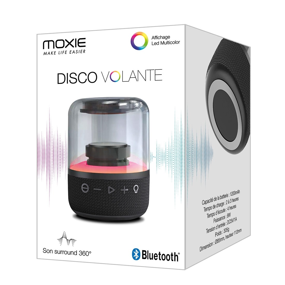 Enceinte Bluetooth Disco Volante Puissance 8W avec Led de couleur