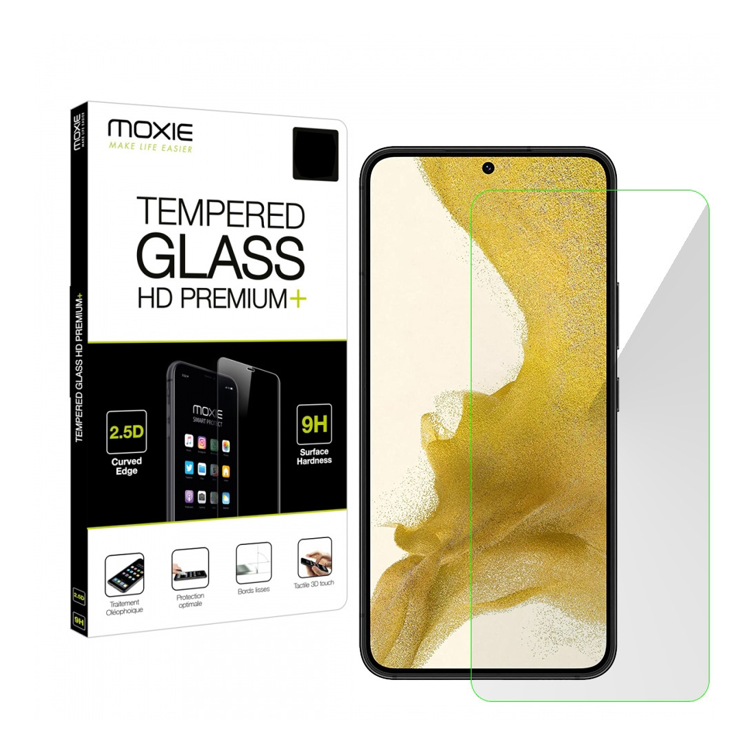 Pack Moxie 1 Housse TPU transparente + 1 verre trempé 2.5D pour Samsung Galaxy S22