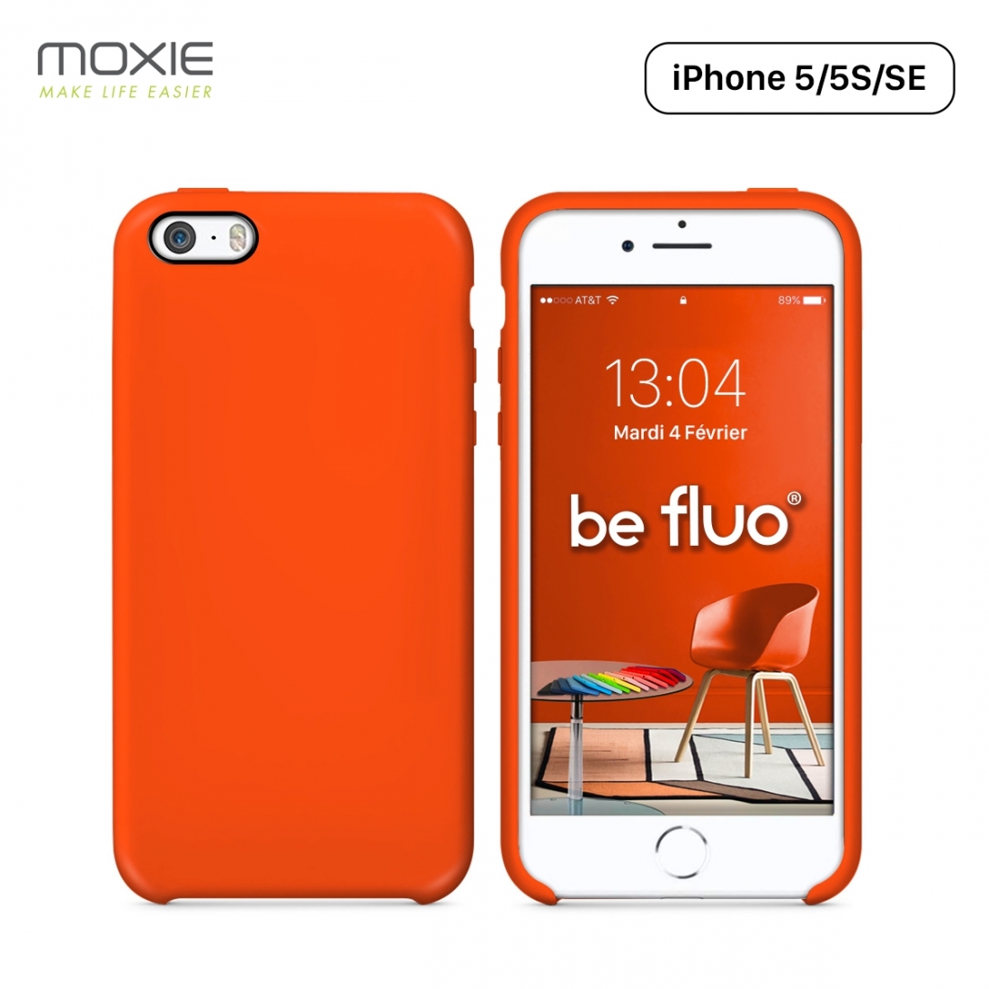Moxie Coque iPhone 5/5S/SE [BeFluo] Coque Silicone Fine et Légère pour iPhone SE, iPhone 5S et iPhone 5, Intérieur Microfibre, C