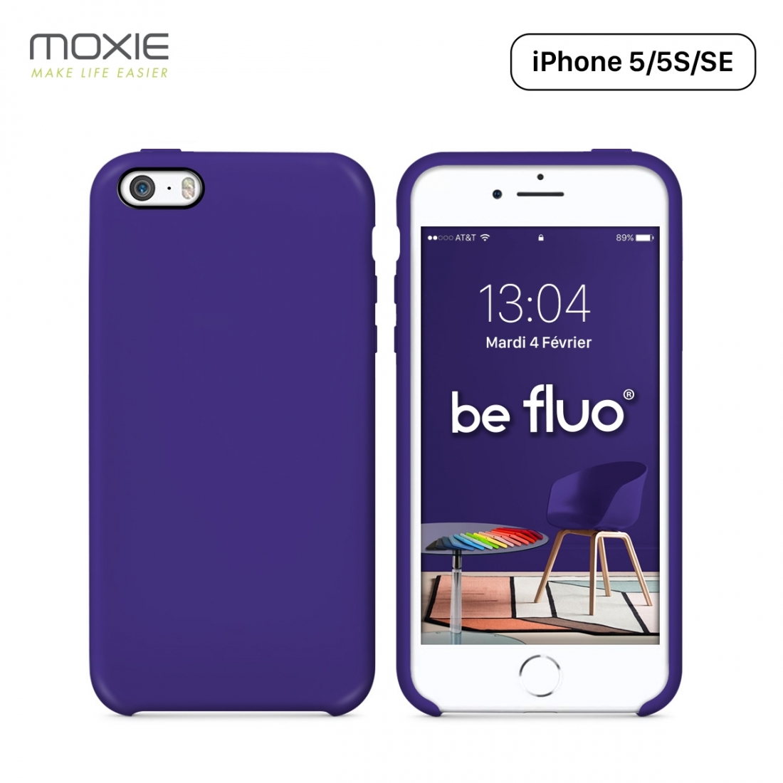Moxie Coque iPhone 5/5S/SE [BeFluo] Coque Silicone Fine et Légère pour iPhone SE, iPhone 5S et iPhone 5, Intérieur Microfibre, C