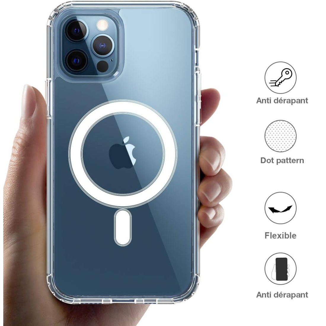 Coque transparente renforcée compatible Magsafe pour iPhone 11