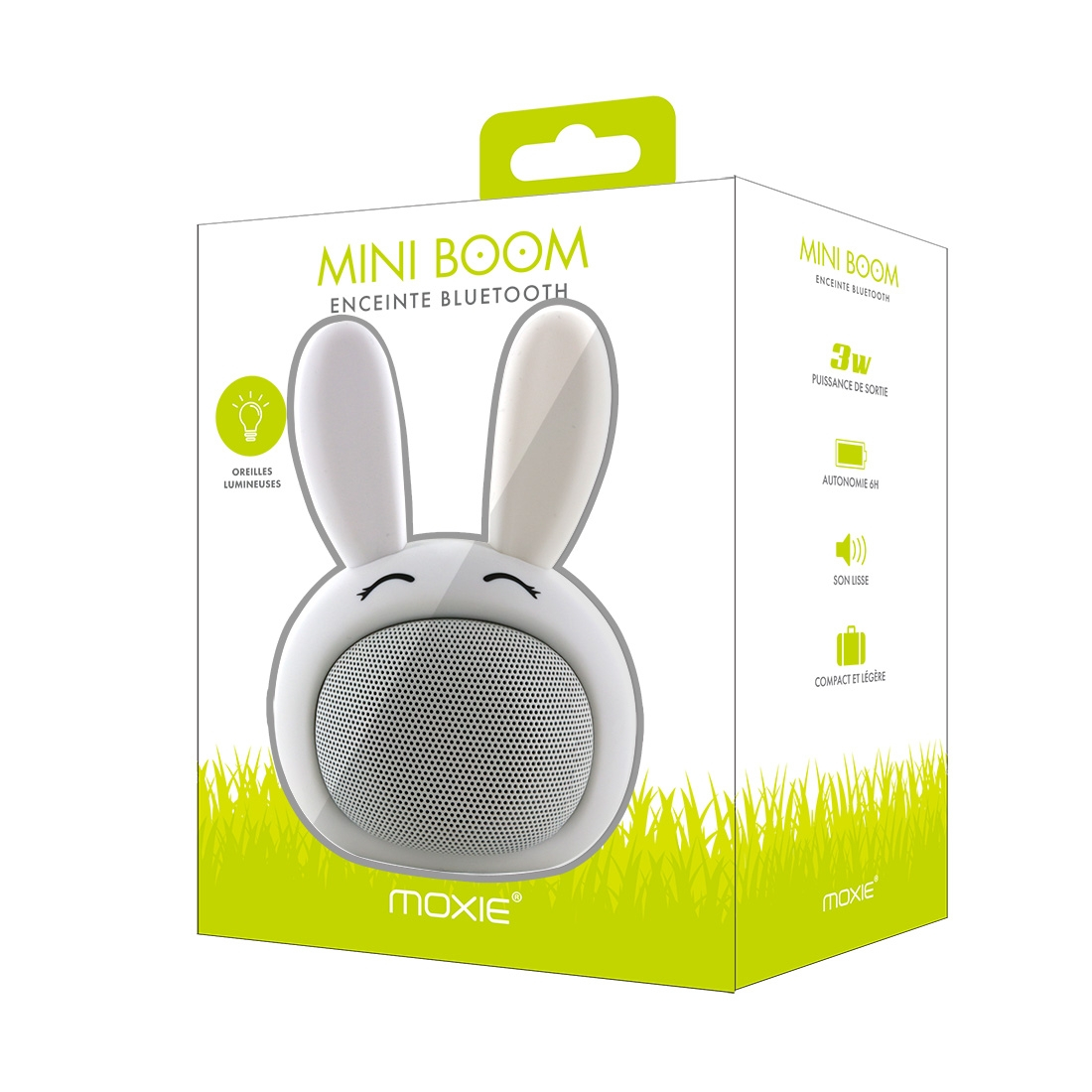 Enceinte Bluetooth Rabbit avec Oreilles Lumineuses - blanc