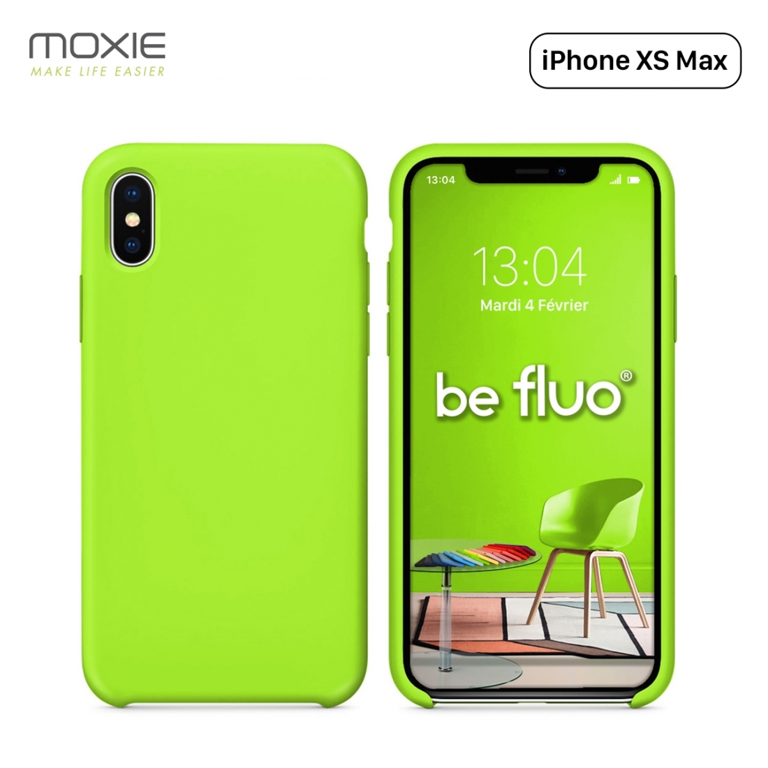 Moxie Coque iPhone XS Max [BeFluo] Coque Silicone Fine et Légère pour iPhone XS Max 6.5", Intérieur Microfibre, Coque Anti-chocs