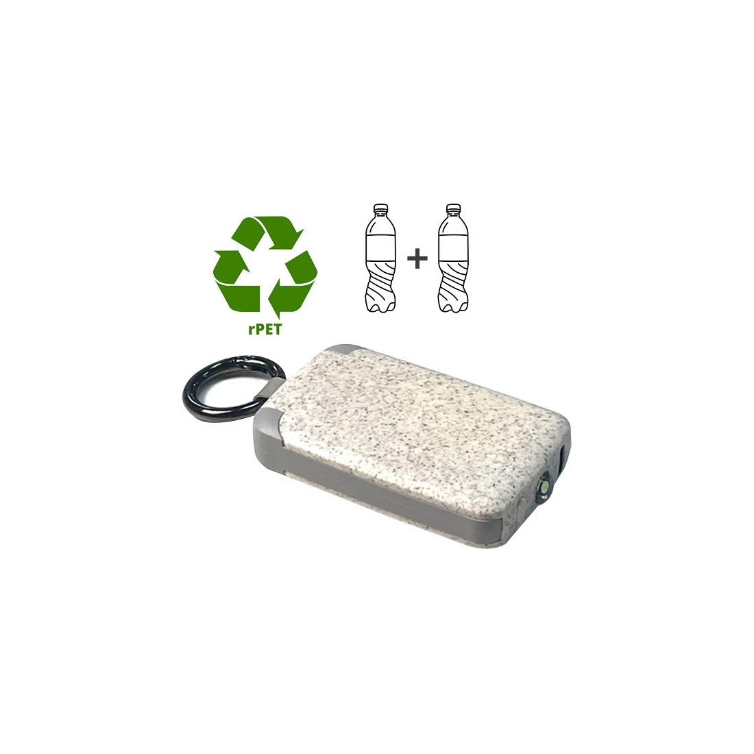 Powerbank 2000 mAh en fibre de blé avec mousqueton