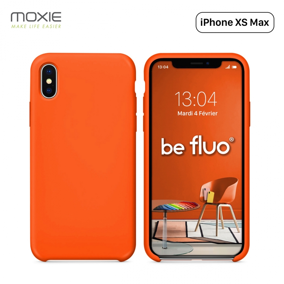 Moxie Coque iPhone XS Max [BeFluo] Coque Silicone Fine et Légère pour iPhone XS Max 6.5", Intérieur Microfibre, Coque Anti-chocs