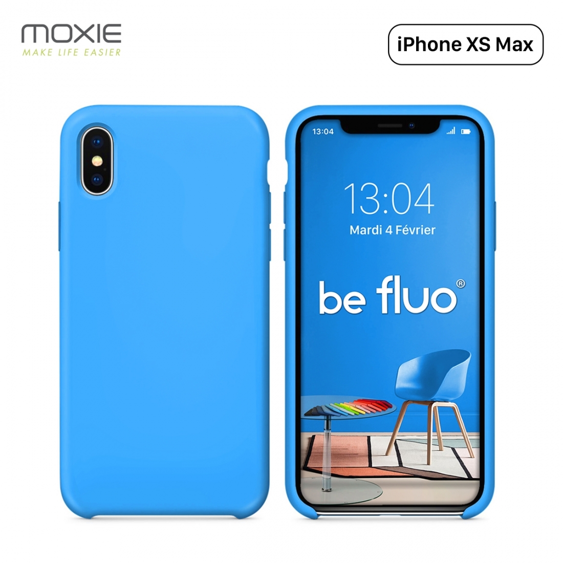 Moxie Coque iPhone XS Max [BeFluo] Coque Silicone Fine et Légère pour iPhone XS Max 6.5", Intérieur Microfibre, Coque Anti-chocs