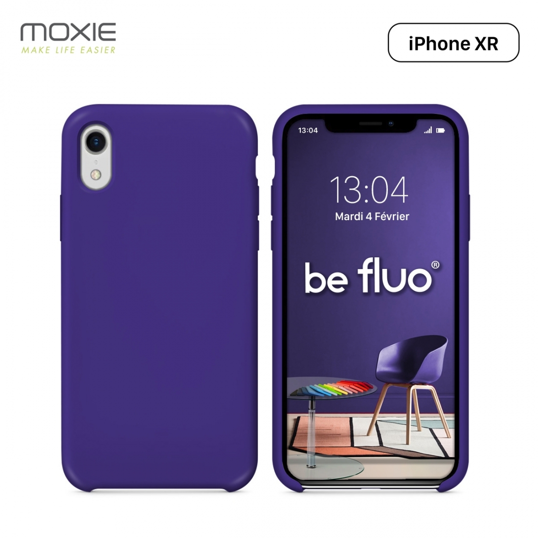 Moxie Coque iPhone XR [BeFluo] Coque Silicone Fine et Légère pour iPhone XR 6.1, Intérieur Microfibre, Coque Anti-chocs et Anti-