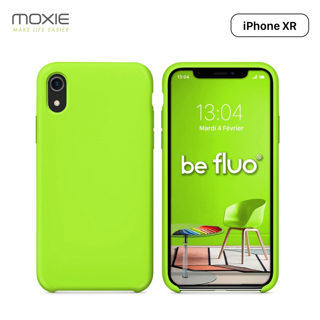 Moxie Coque iPhone XR [BeFluo] Coque Silicone Fine et Légère pour iPhone XR 6.1, Intérieur Microfibre, Coque Anti-chocs et Anti-