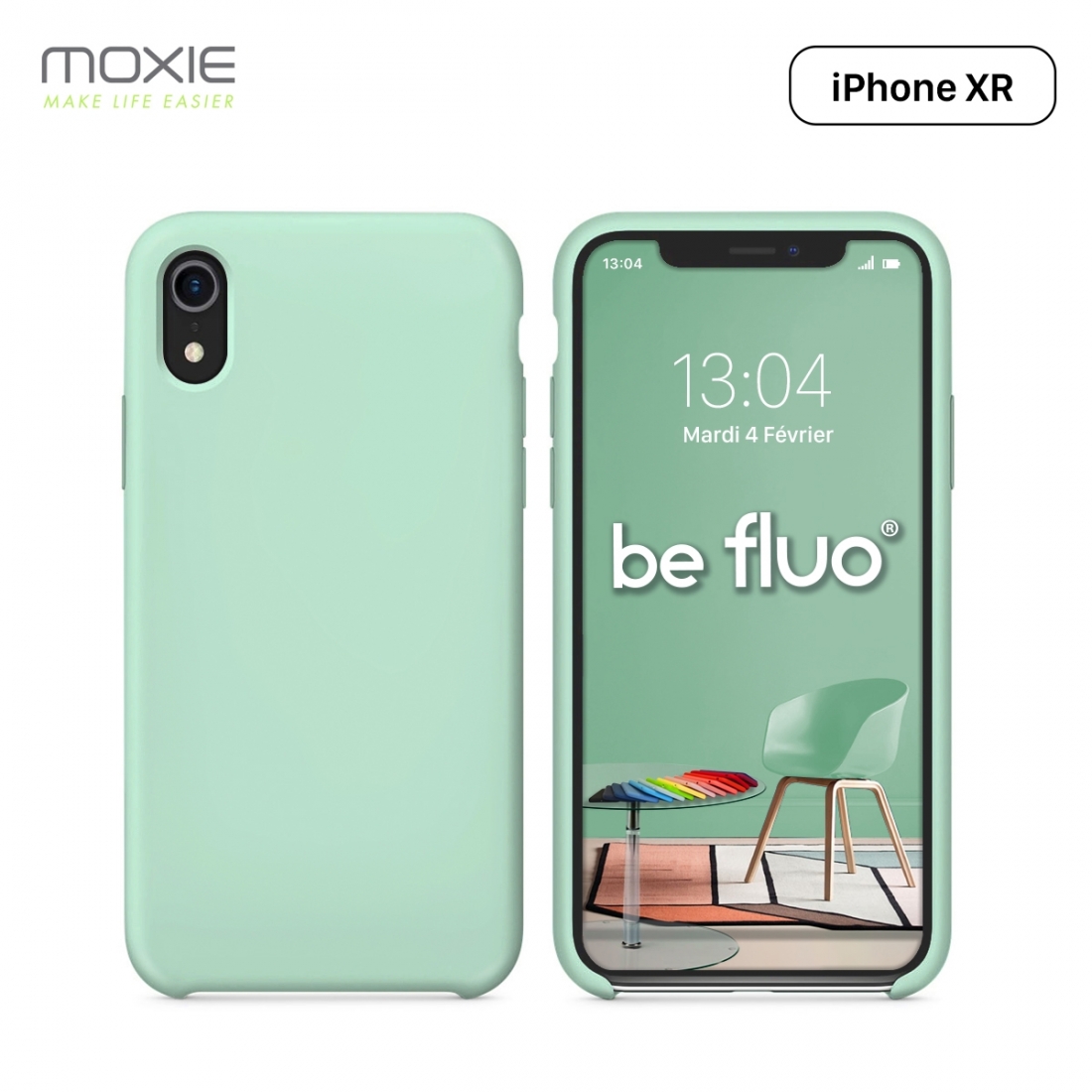 Moxie Coque iPhone XR [BeFluo] Coque Silicone Fine et Légère pour iPhone XR 6.1, Intérieur Microfibre, Coque Anti-chocs et Anti-
