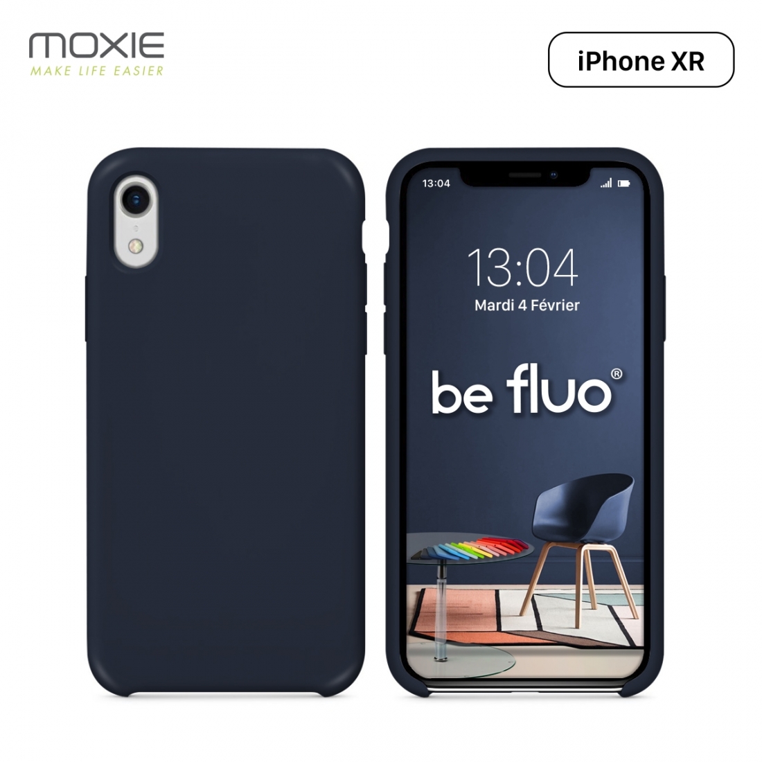 Moxie Coque iPhone XR [BeFluo] Coque Silicone Fine et Légère pour iPhone XR 6.1, Intérieur Microfibre, Coque Anti-chocs et Anti-