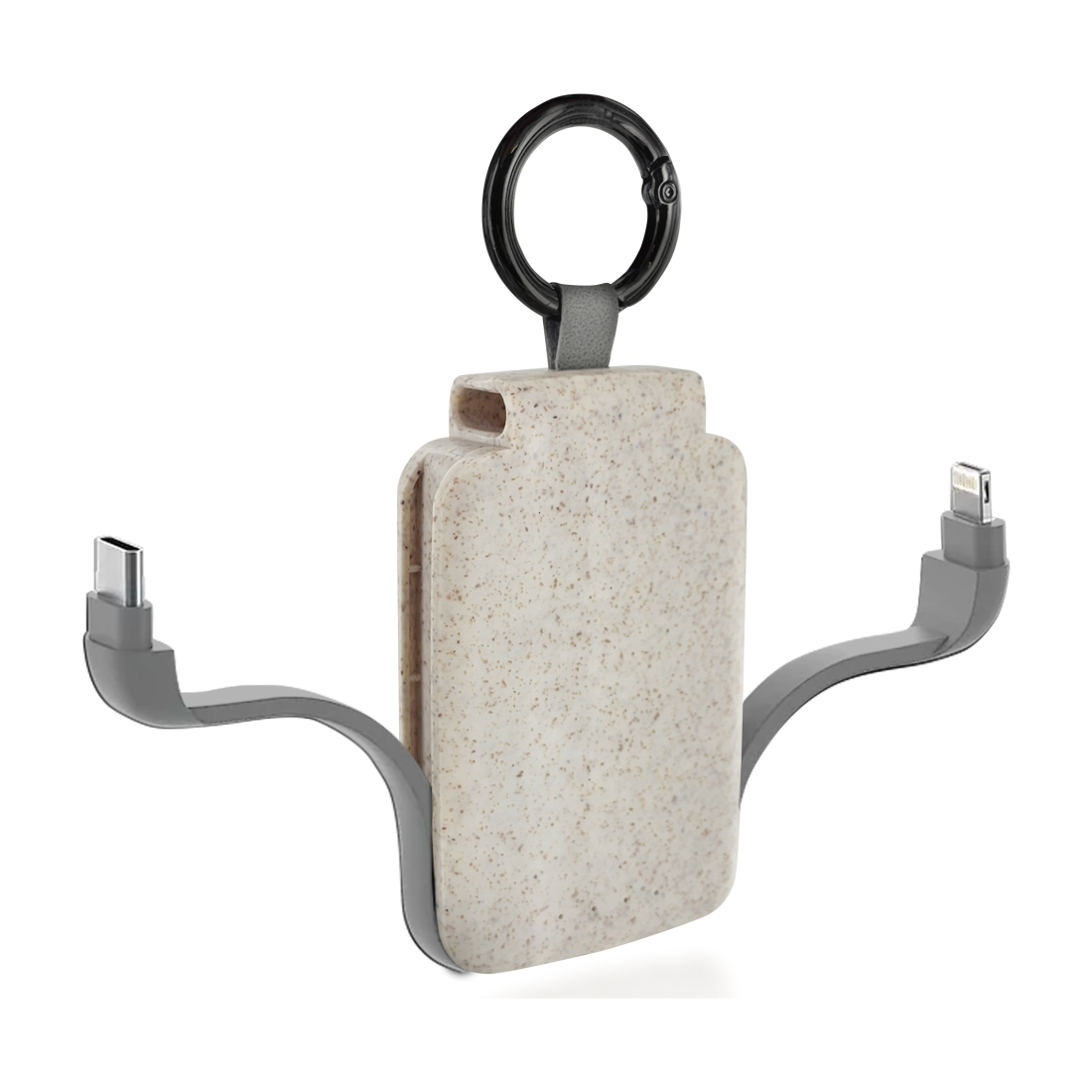 Powerbank 2000 mAh en fibre de blé avec mousqueton
