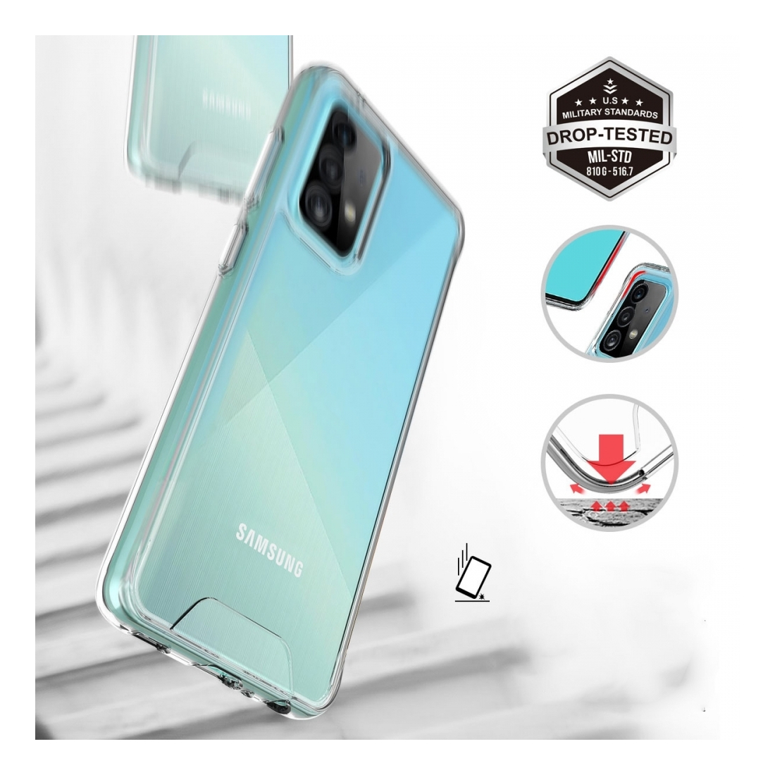 Coque renforcée Moxie transparente en TPU et Acrylique pour Galaxy A14