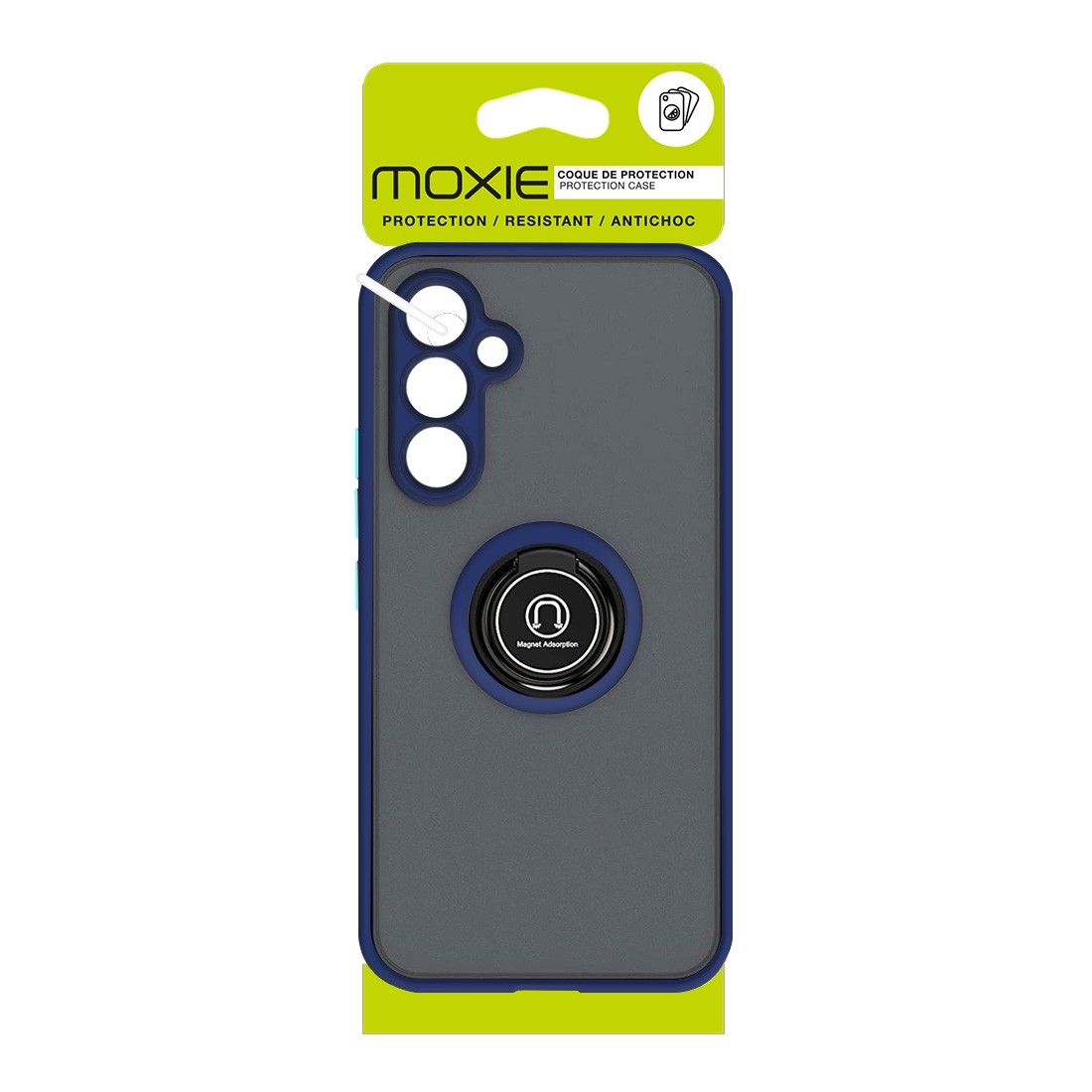 Coque Moxie R-Hold pour Galaxy A23 5G avec ring holder + contour Bleu