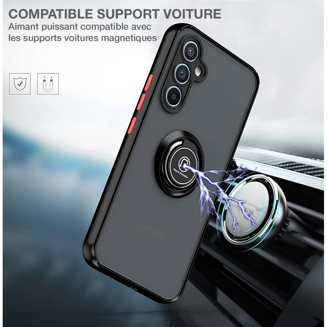 Coque Moxie R-Hold pour Galaxy A23 5G avec ring holder + contour Bleu