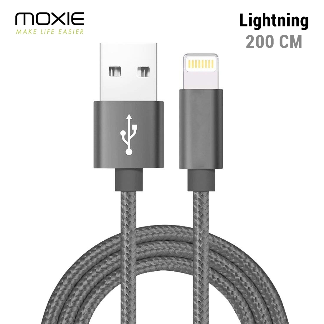 Câble Lightning, Moxie [DATANYLON] Câble Lightning renforcé en Nylon tressé supportant la Charge et la Synchronisation des donné