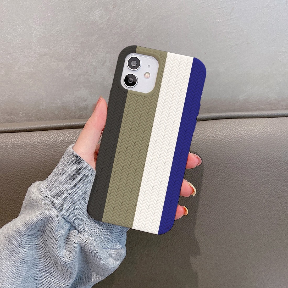 Coque TPU motif texture chevron pour iphone 11 - Multicouleur