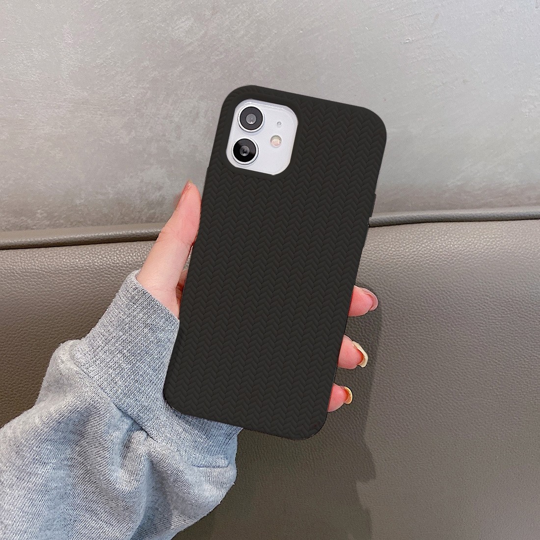 Coque TPU motif texture chevron pour iphone 11 - Noir