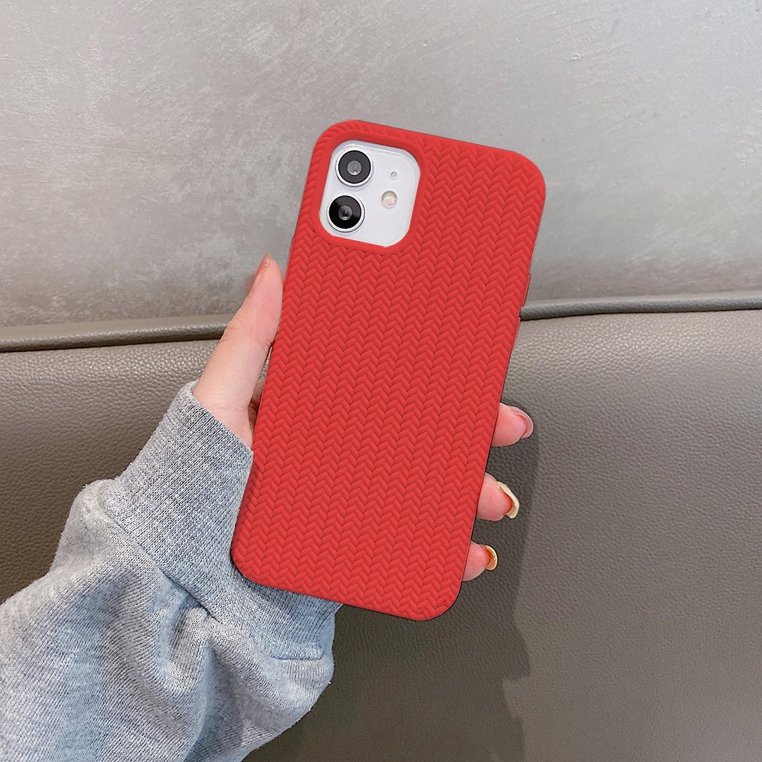 Coque TPU motif texture chevron pour iphone 11 - Rouge