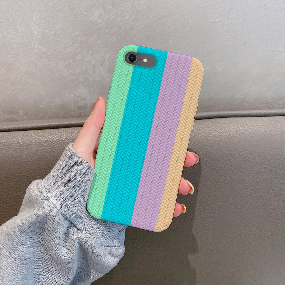 Coque TPU motif texture chevron pour iphone 7/8 - Multicouleur