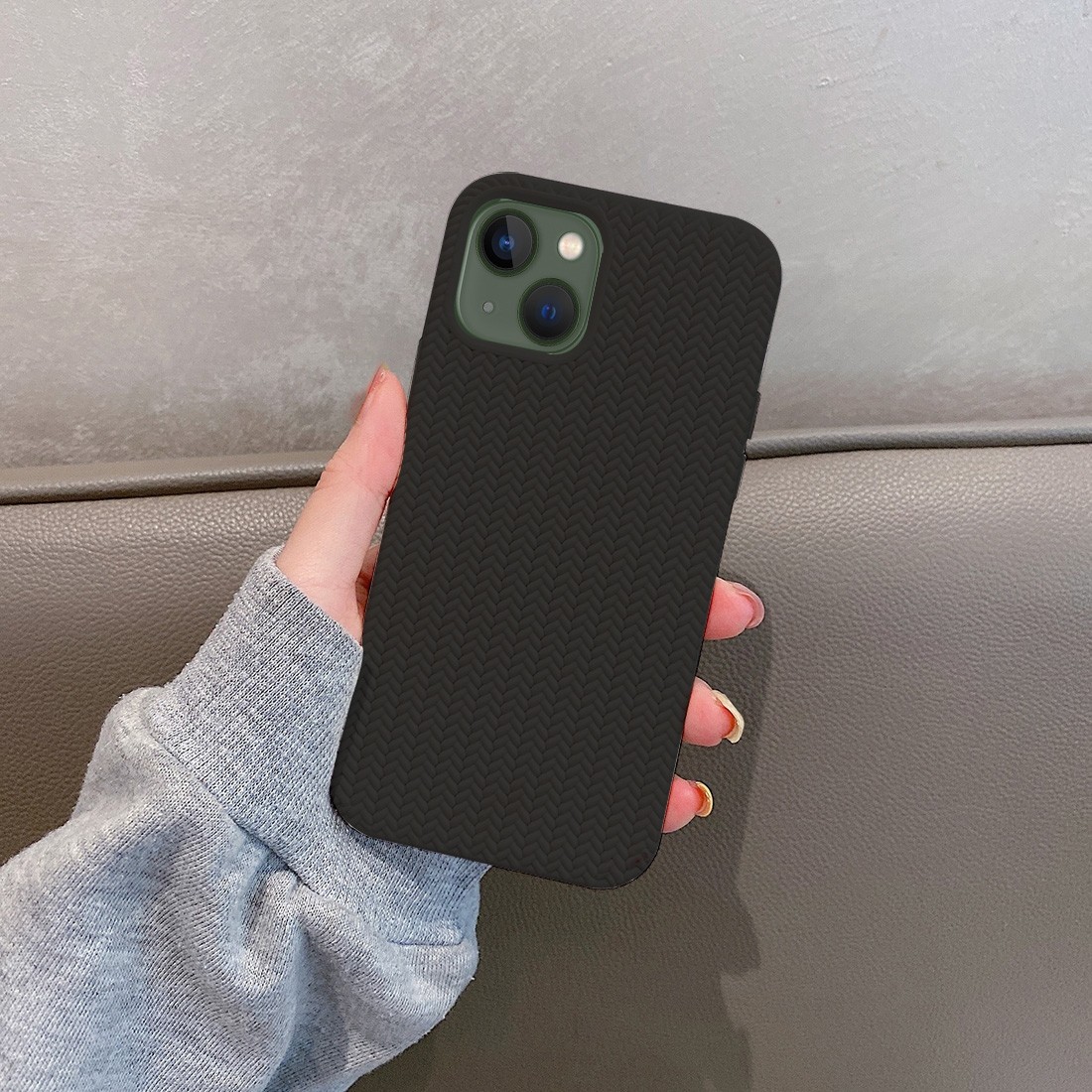 Coque TPU motif chevron iphone 14 -NOIR