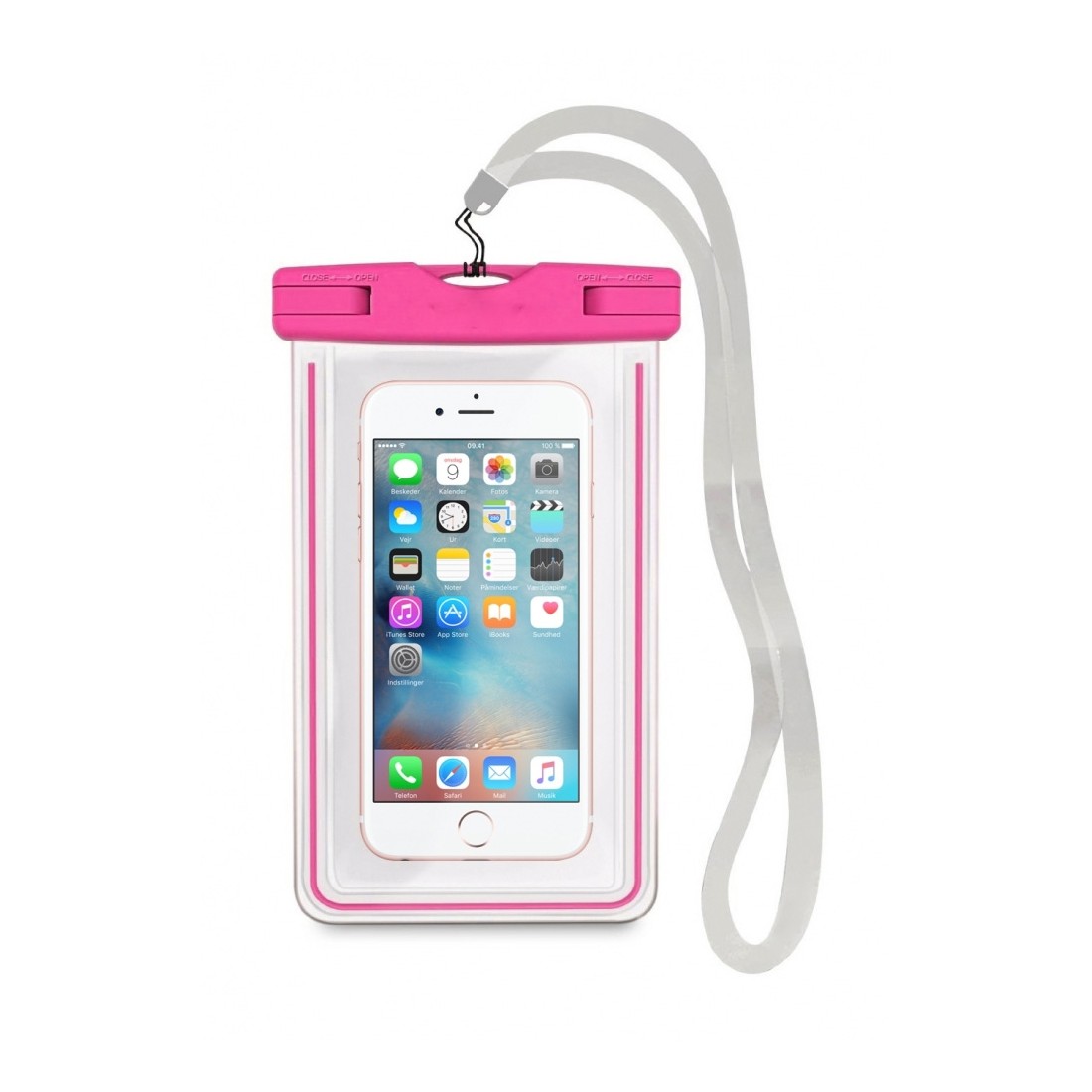 Pochette housse étanche fluo Fuchia pour smartphones jusqu'à 6.5''
