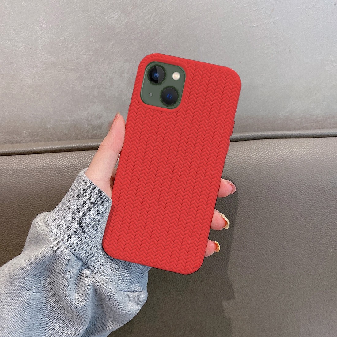 Coque TPU motif chevron iphone 14 -ROUGE