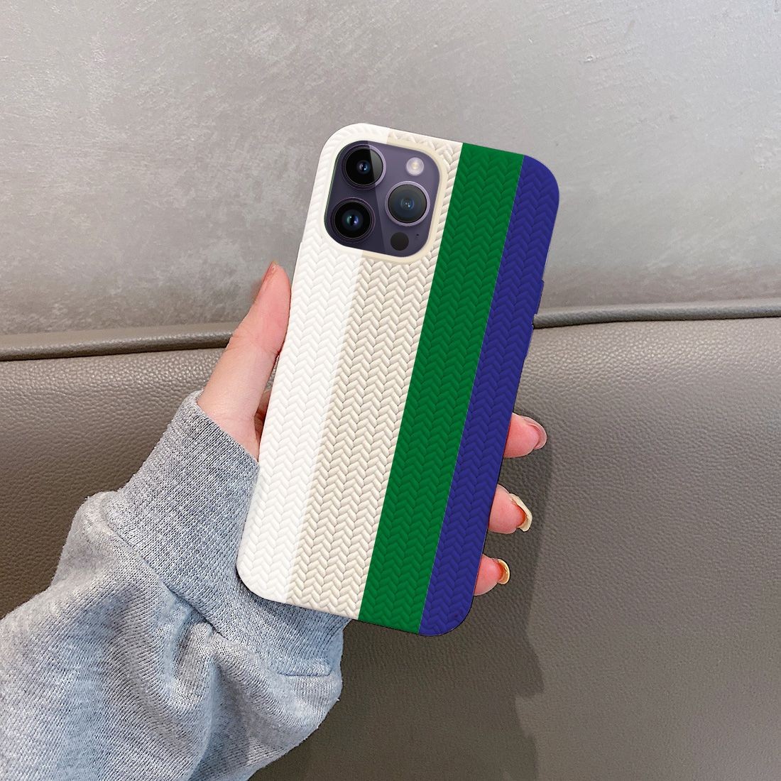 Coque TPU motif texture chevron pour iphone 14 Pro - Multicouleur