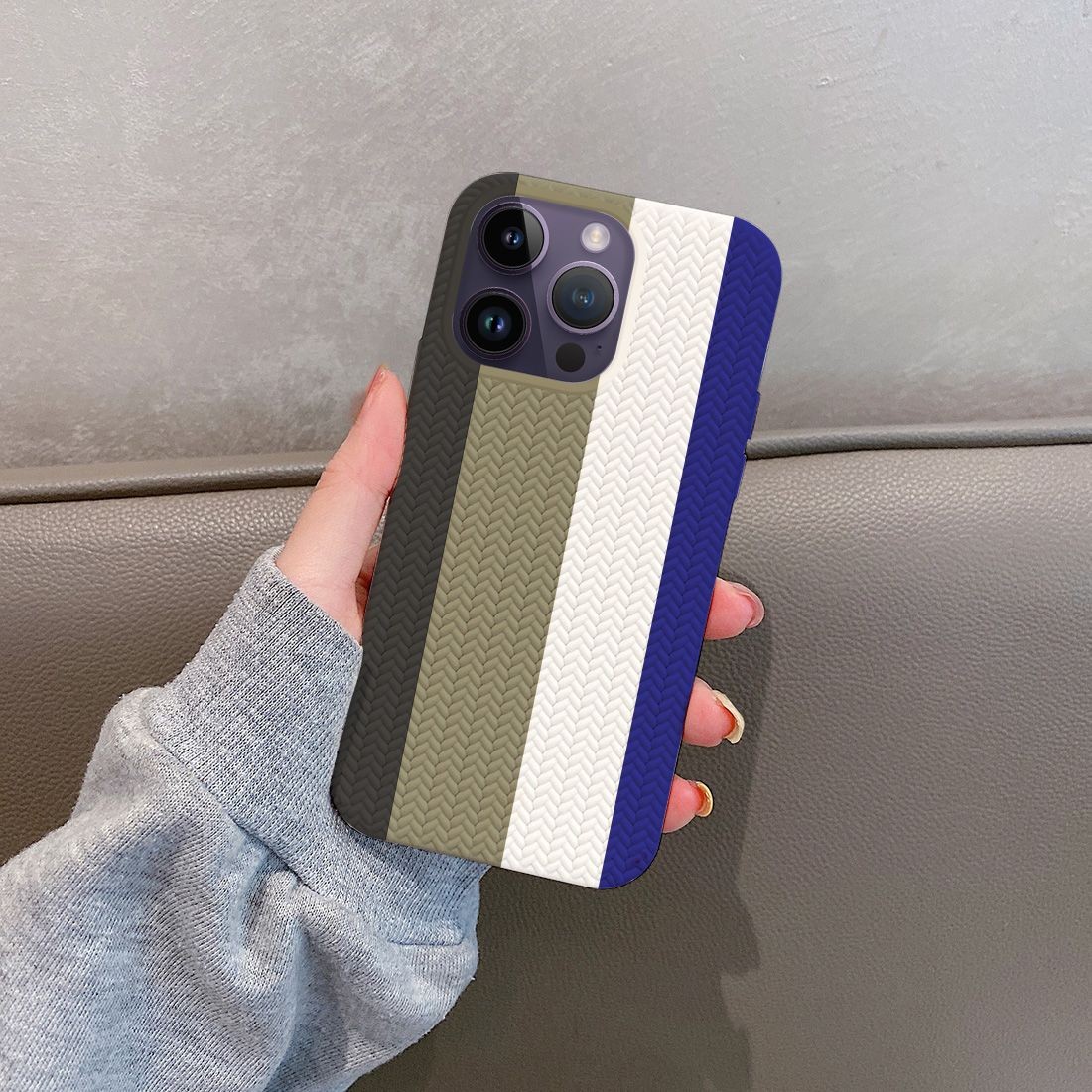 Coque TPU motif texture chevron pour iphone 14 Pro - Multicouleur