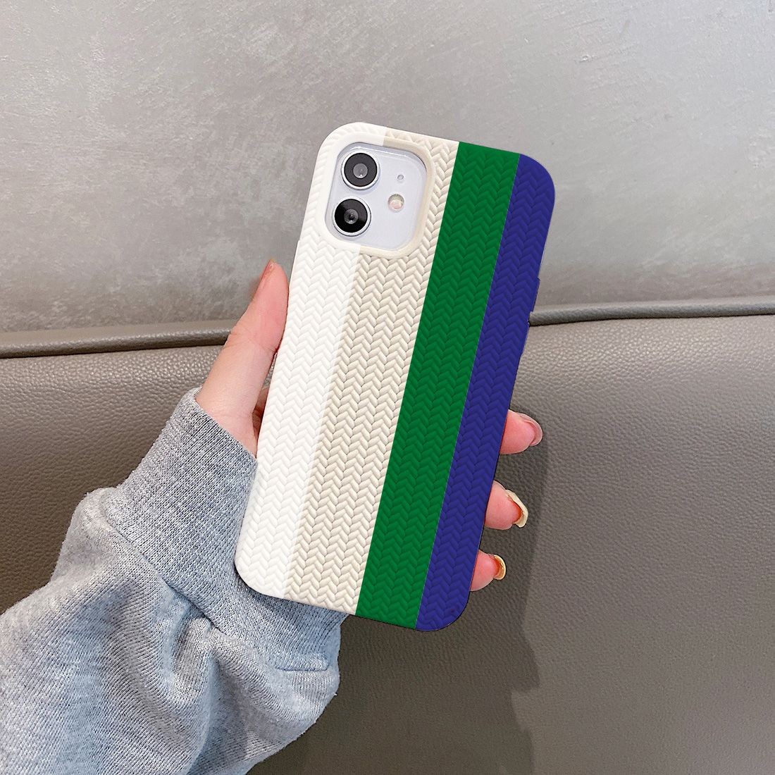 Coque TPU motif texture chevron pour iphone 12/12 Pro - Multicouleur