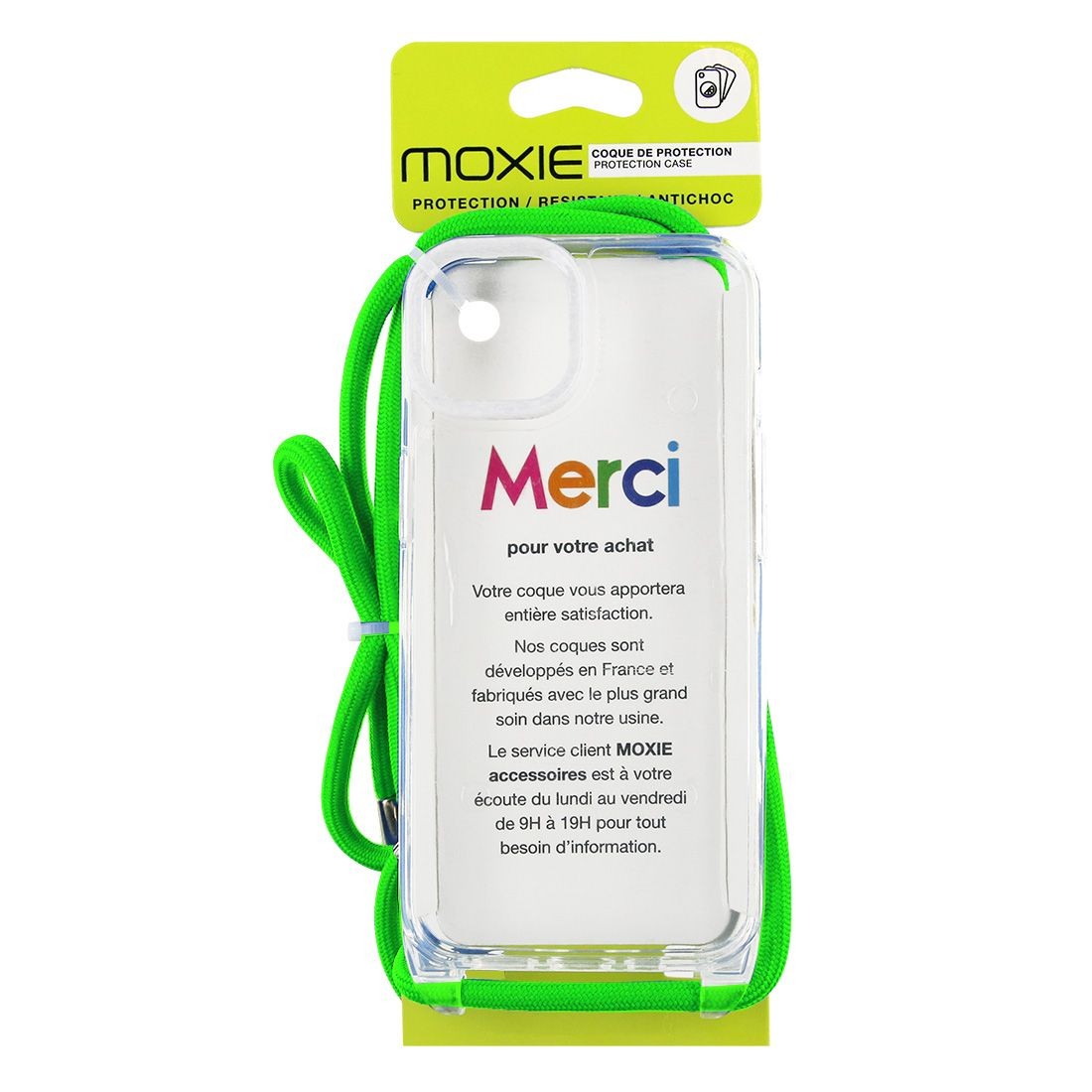 Coque renforcée pour iPhone 12/12Pro avec tour de cou 8mm - Vert pomme
