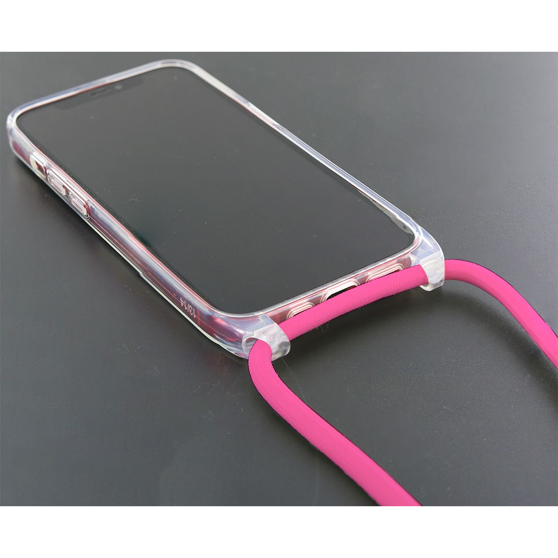 Coque renforcée pour iPhone 12/12Pro avec tour de cou 8mm - Rose vif